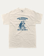 The Horrors Persist But So Do I Opossum graphic t-shirt, Funny teenager gifts. A must-have funny 90s tee, trending meme shirt, unique gift idea. Cream.