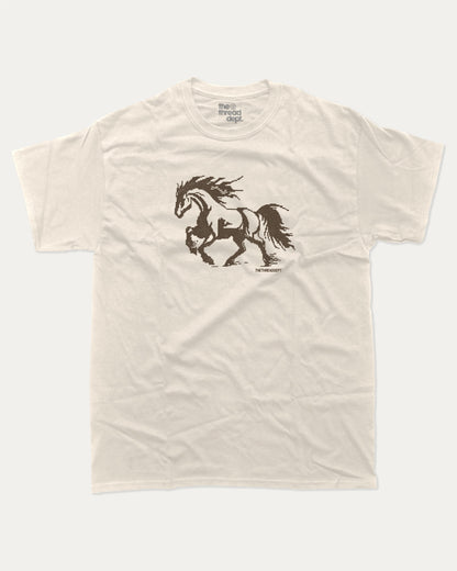 Vintage Pixel Horse graphic t-shirt, Funny teenager gifts. Retro horse graphic tee, trending meme shirt, unique gift idea. Cream.