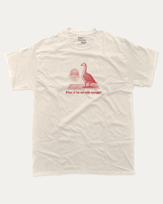 What If I'm Not Silly Enough graphic t-shirt, Funny Animal Graphic T shirt, Furry Friends T shirt, Vintage Retro Animal Graphic T shirt, A must-have funny tee, trending meme shirt, unique gift idea. Cream.