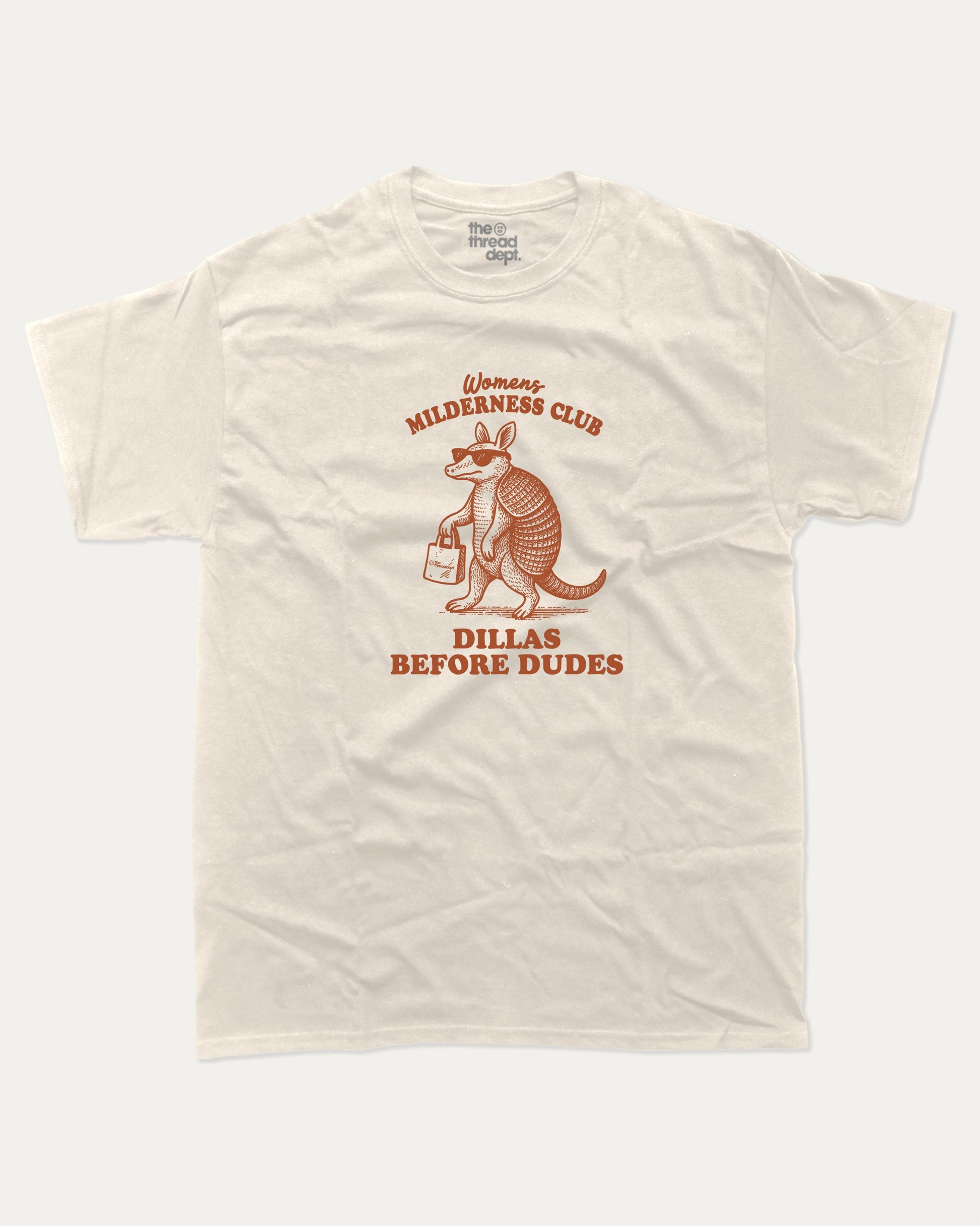 Women's Wilderness Club graphic t-shirt, perfect for adults. A must-have funny tee, trending meme shirt, unique gift idea. Cream.
