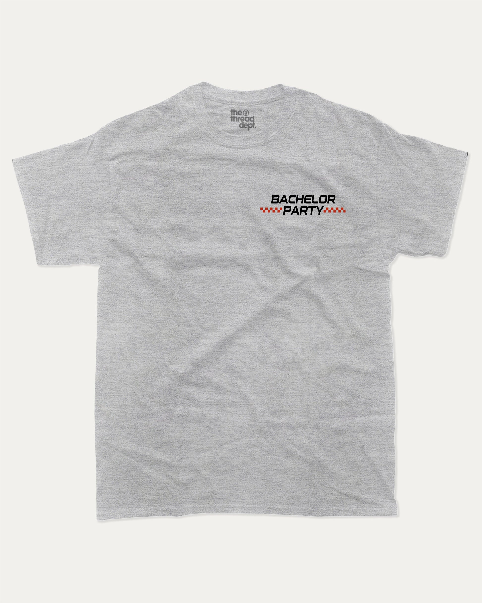 Final Lap Racing Bachelor Party graphic t-shirt, perfect for adults. Funny Bachelor paty tee, trending meme shirt, unique gift idea. Heather Grey.
