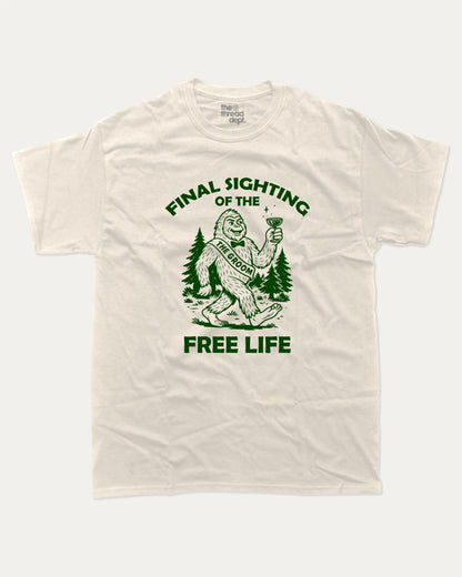 Final Sighting Of The Single Life graphic t-shirt, Grooms men shirt, Bachelor Party Graphic Tees, Bachelorette party T shirt, Bridal party tees,. A must-have funny tee, trending meme shirt, unique gift idea. Cream.