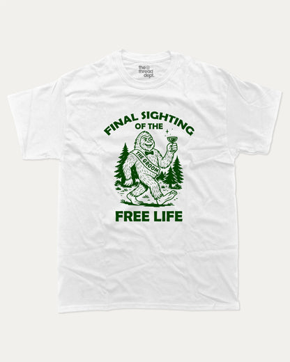 Final Sighting Of The Single Life graphic t-shirt, Grooms men shirt, Bachelor Party Graphic Tees, Bachelorette party T shirt, Bridal party tees,. A must-have funny tee, trending meme shirt, unique gift idea. White.