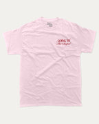 Going To The Chapel In Style graphic t-shirt, perfect for adults. Bachelor Bachelorette Party tee, trending meme shirt, unique gift idea. Pink.