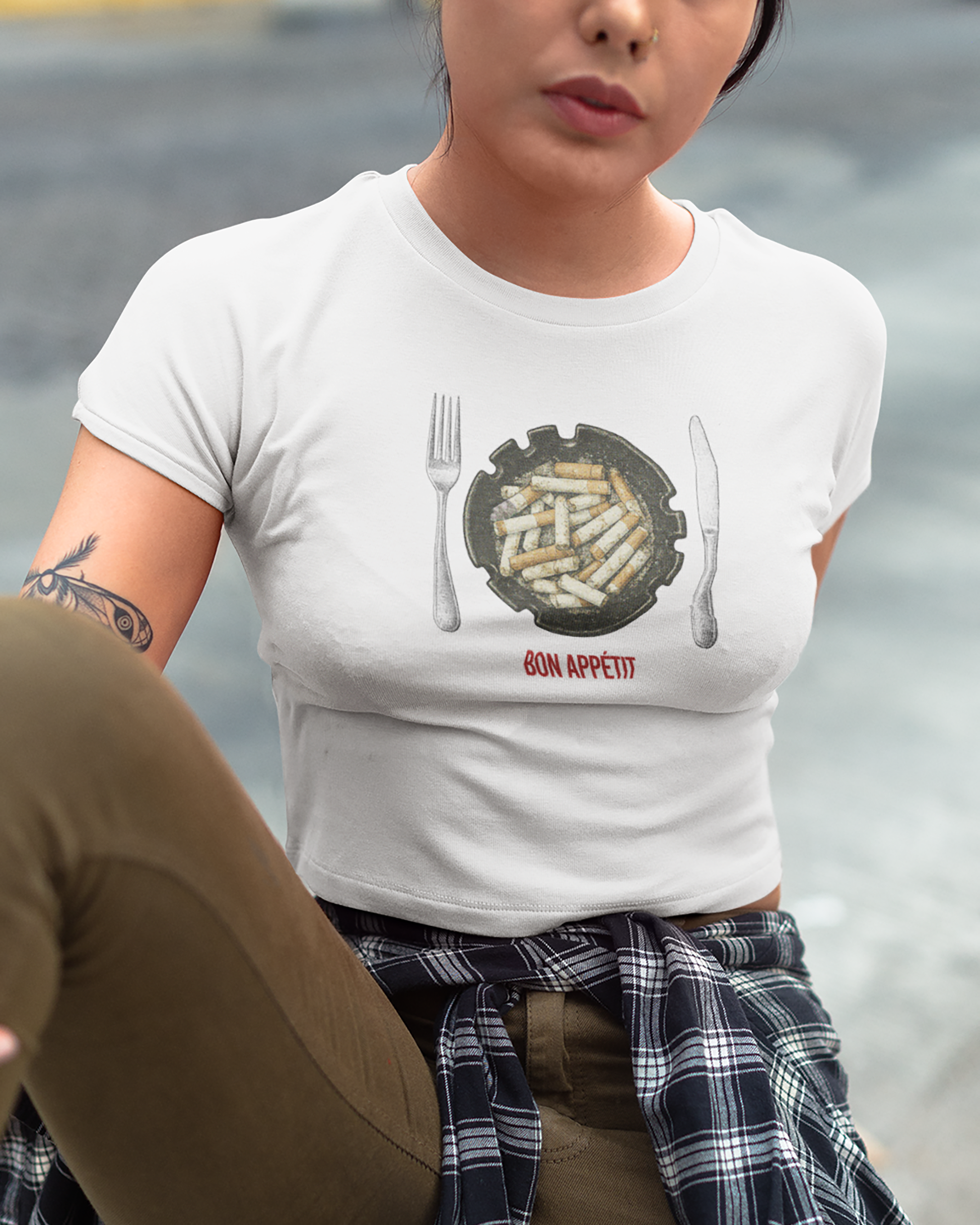 Bon Appetit cute and trendy crop tee with dark huor graphic