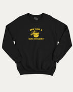 Black sweatshirt with can i get a side of ranch text and graphic on a white background