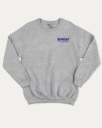 Sunday Driving Club graphic sweatshirt with vintage retro car graphic, warm and cozy graphic for everyday wear. Perfect for adults and gift-giving. Heather Grey pullover.