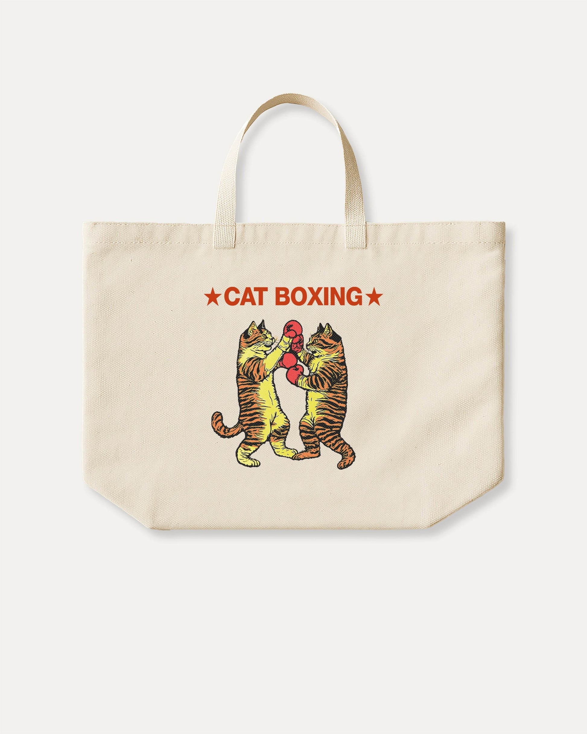 Cat Boxing - Graphic Canvas Bag Wide - TheThreadDept