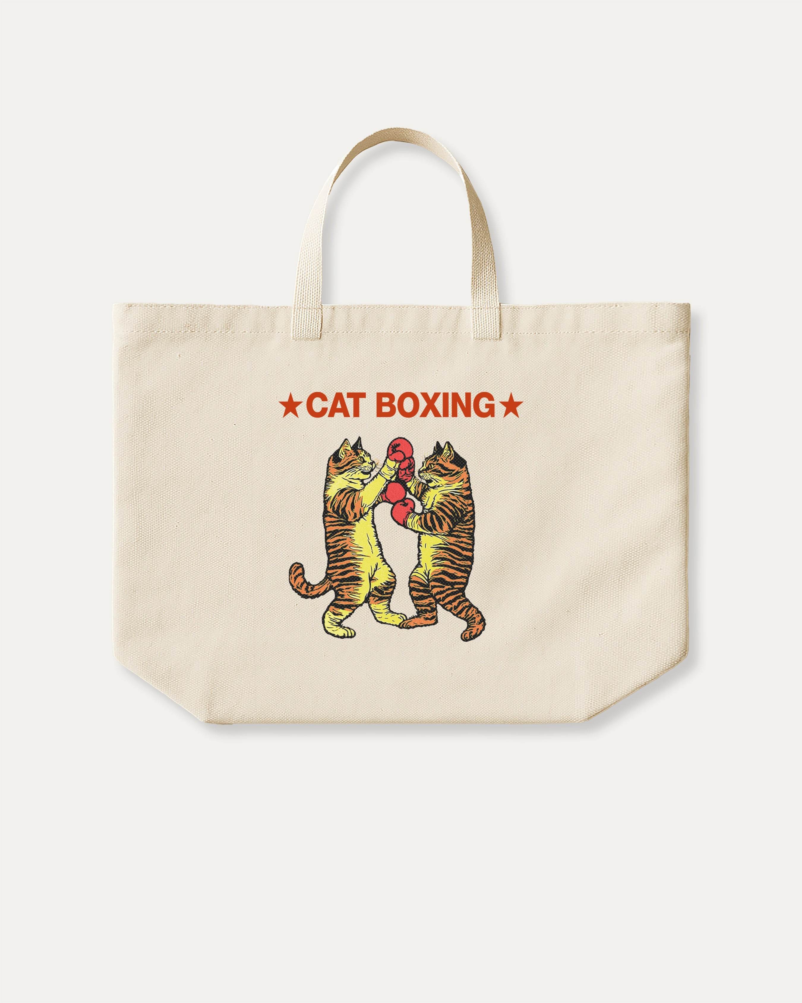 Cat Boxing - Graphic Canvas Bag Wide - TheThreadDept
