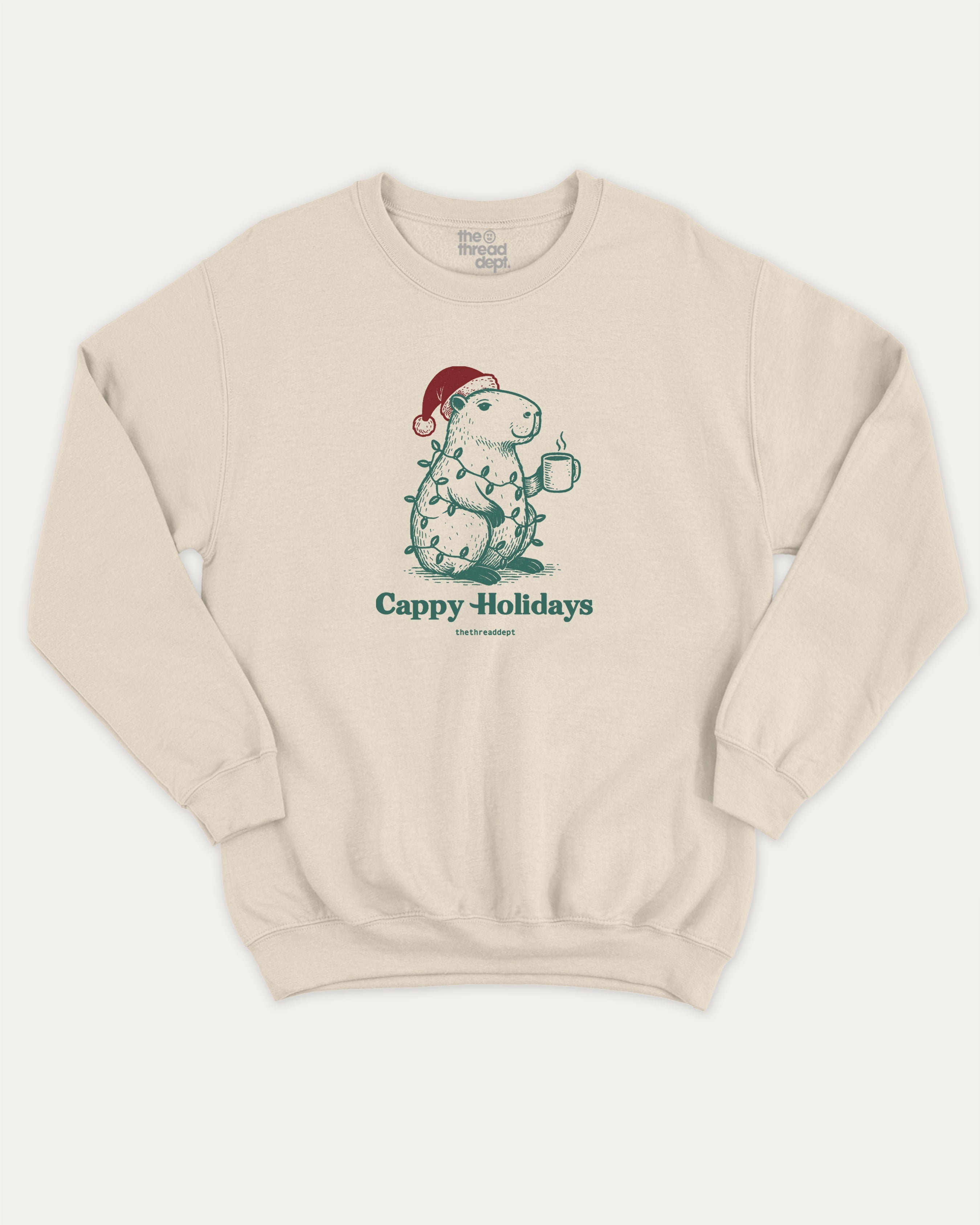 Cappy Holidays graphic sweatshirt with bold and humorous print, Perfect Gift for Christmas, Christmas Gift, X-mas Gift for friends, warm and cozy graphic for everyday wear. Perfect for adults and gift-giving. Natural pullover.
