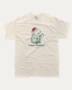Cappy Holidays graphic tee with bold and humorous print, Perfect Gift for Christmas, Christmas Gift, X-mas Gift for friends, funny and trendy graphic. Perfect for adults and gift-giving. Cream shirt.