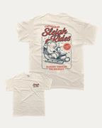 Capybara's Sleigh Rides graphic tee with bold and humorous print, Perfect Gift for Christmas, X Mas Graphic T shirt, X-mas Gift, funny and trendy graphic. Perfect for adults and gift-giving. Cream shirt.