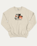 Christmas Cats graphic sweatshirt with bold and humorous print, Perfect Gift for Christmas Holiday, Holiday Gift Graphic T shirt, X-mas Graphic T shirt, warm and cozy graphic for everyday wear. Perfect for adults and gift-giving. Natural pullover.