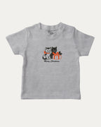 Christmas Cats graphic tee with bold and humorous print, Perfect Gift for Christmas Holiday, Holiday Gift Graphic T shirt, X-mas Graphic T shirt, funny and trendy graphic. Perfect for adults and gift-giving. Heather Grey shirt.