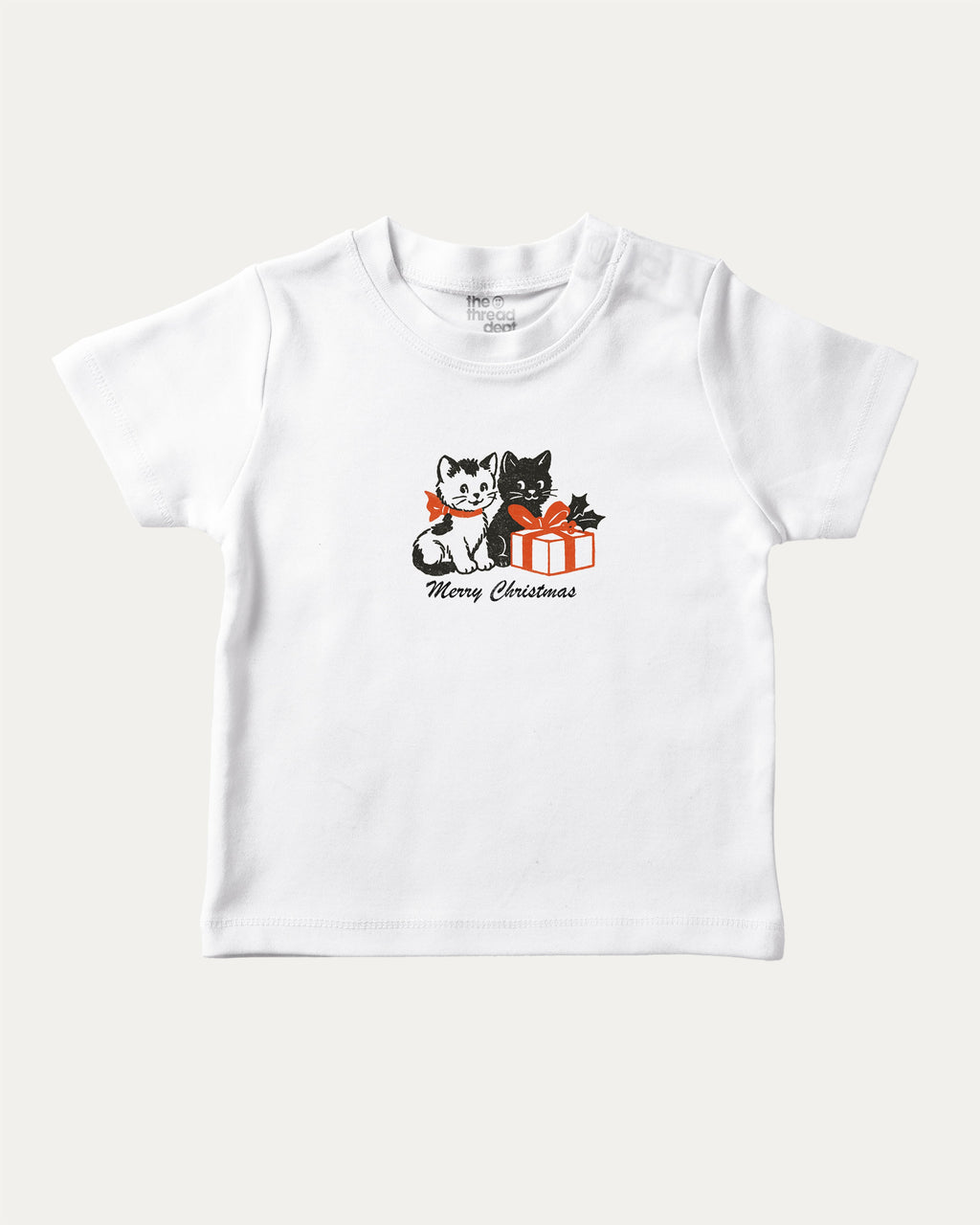 Christmas Cats graphic tee with bold and humorous print, Perfect Gift for Christmas Holiday, Holiday Gift Graphic T shirt, X-mas Graphic T shirt, funny and trendy graphic. Perfect for adults and gift-giving. White shirt.