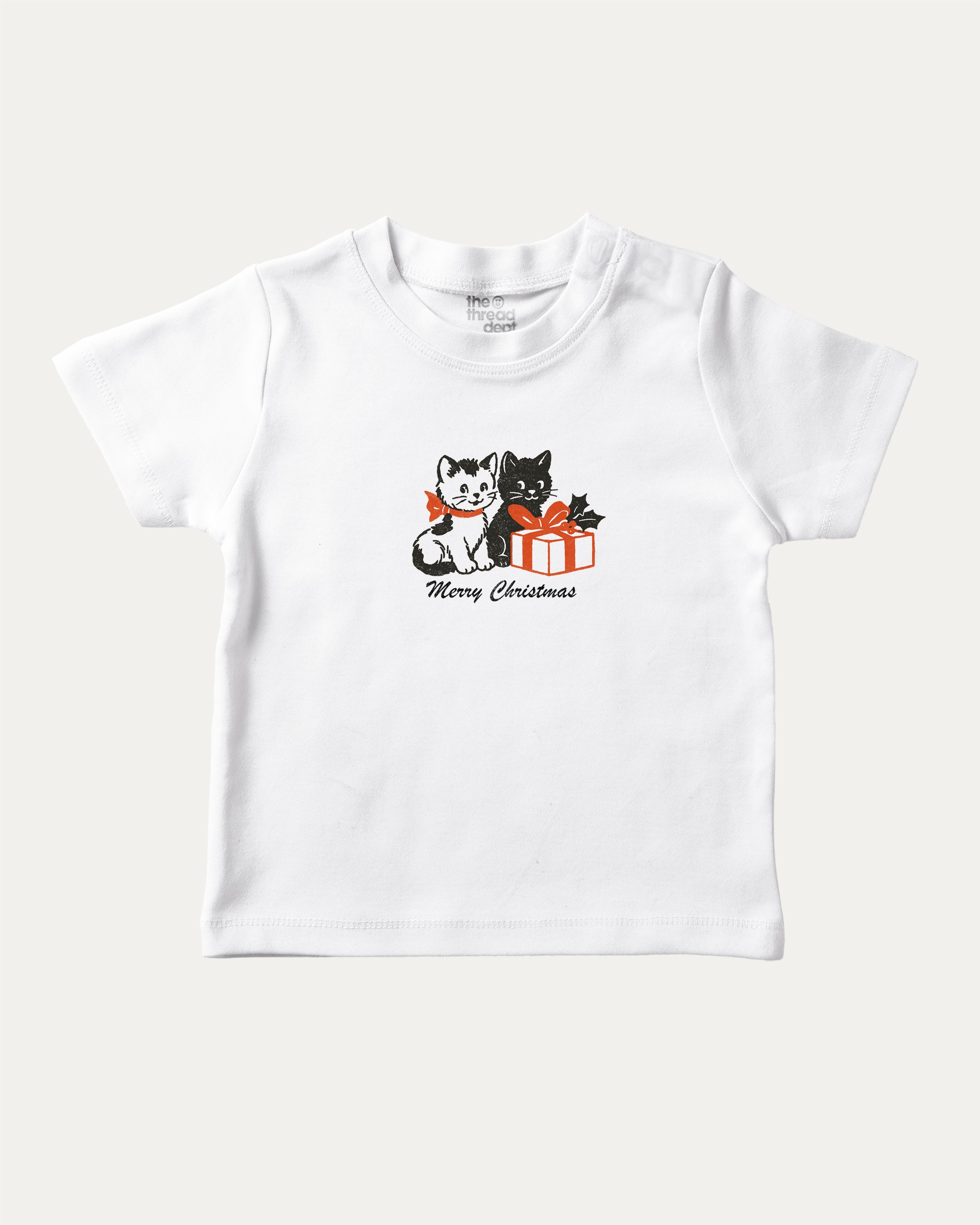 Christmas Cats graphic tee with bold and humorous print, Perfect Gift for Christmas Holiday, Holiday Gift Graphic T shirt, X-mas Graphic T shirt, funny and trendy graphic. Perfect for adults and gift-giving. White shirt.