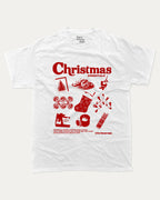 Christmas Essentials graphic tee with bold and humorous print, funny and trendy graphic. Perfect Gift for Christmas, X-mas Gift, X-mas T shirt, Perfect for adults and gift-giving. White shirt.