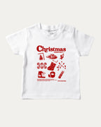 Christmas Essentials graphic tee with bold and humorous print, Perfect Gift for Christmas, X-mas Gift, X-mas T shirt,  funny and trendy graphic. Perfect for adults and gift-giving. White shirt.