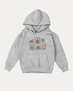 Christmas Stamp kids graphic hoodie with cozy fit and fun design, perfect for school, play, and gifting. Heather Grey kids sweater.