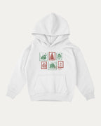 Christmas Stamp kids graphic hoodie with cozy fit and fun design, perfect for school, play, and gifting. White kids sweater.