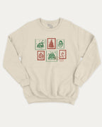 Christmas Stamp graphic sweatshirt with bold and humorous print, Perfect Gift for Christmas, Christmas Gift, X-mas Gift for friends, warm and cozy graphic for everyday wear. Perfect for adults and gift-giving. Natural pullover.