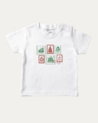 Christmas Stamp graphic tee with bold and humorous print, Perfect Gift for Christmas, Christmas Gift, X-mas Gift for friends, funny and trendy graphic. Perfect for adults and gift-giving. White shirt.
