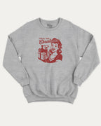 Feral Girl Christmas graphic sweatshirt with bold and humorous print, Perfect Gift for Christmas, X Mas Graphic T shirt, X-mas Gift, warm and cozy graphic for everyday wear. Perfect for adults and gift-giving. Heather Grey pullover.