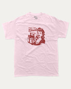 Feral Girl Christmas graphic tee with bold and humorous print, Perfect Gift for Christmas, X Mas Graphic T shirt, X-mas Gift, funny and trendy graphic. Perfect for adults and gift-giving. Pink shirt.