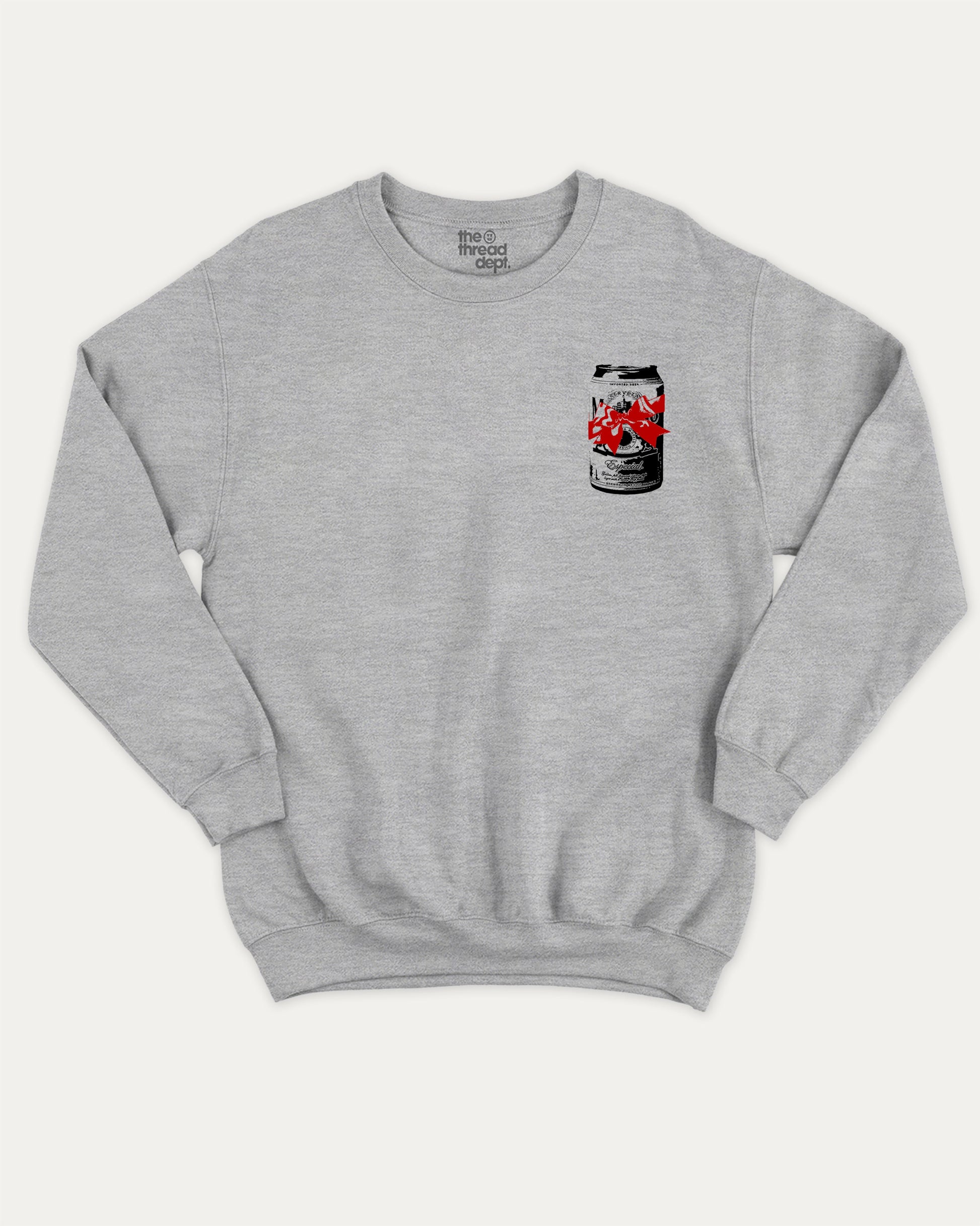 Full Of Christmas Cheer graphic sweatshirt with bold and humorous print, warm and cozy graphic for everyday wear. Christmas Gift T shirt, X-mas Graphic sweatshirt,  Perfect for adults and gift-giving. Heather Grey pullover.