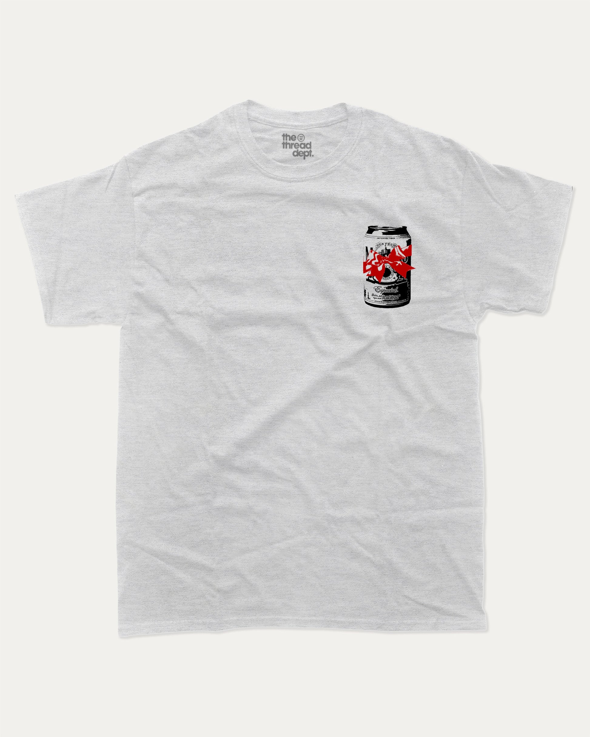 Full Of Christmas Cheer graphic tee with bold and humorous print, funny and trendy graphic. Perfect Christmas Gift, X-mas graphic t shirt, holiday graphic t shirt,  Perfect for adults and gift-giving. Ash Grey shirt.