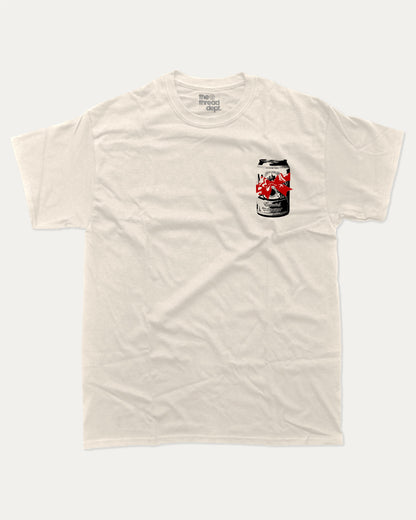Full Of Christmas Cheer graphic tee with bold and humorous print, funny and trendy graphic. Perfect Christmas Gift, X-mas graphic t shirt, holiday graphic t shirt,  Perfect for adults and gift-giving. Cream shirt.