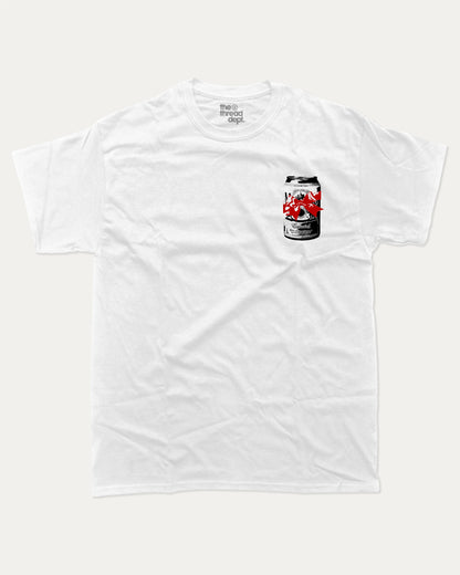 Full Of Christmas Cheer graphic tee with bold and humorous print, funny and trendy graphic. Perfect Christmas Gift, X-mas graphic t shirt, holiday graphic t shirt,  Perfect for adults and gift-giving. White shirt.