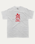 Happy Hoolidays graphic tee with bold and humorous print, funny and trendy graphic. Perfect Christmas Gift T shirt, Holidays Graphic T shirt, Perfect for adults and gift-giving. Ash Grey shirt.