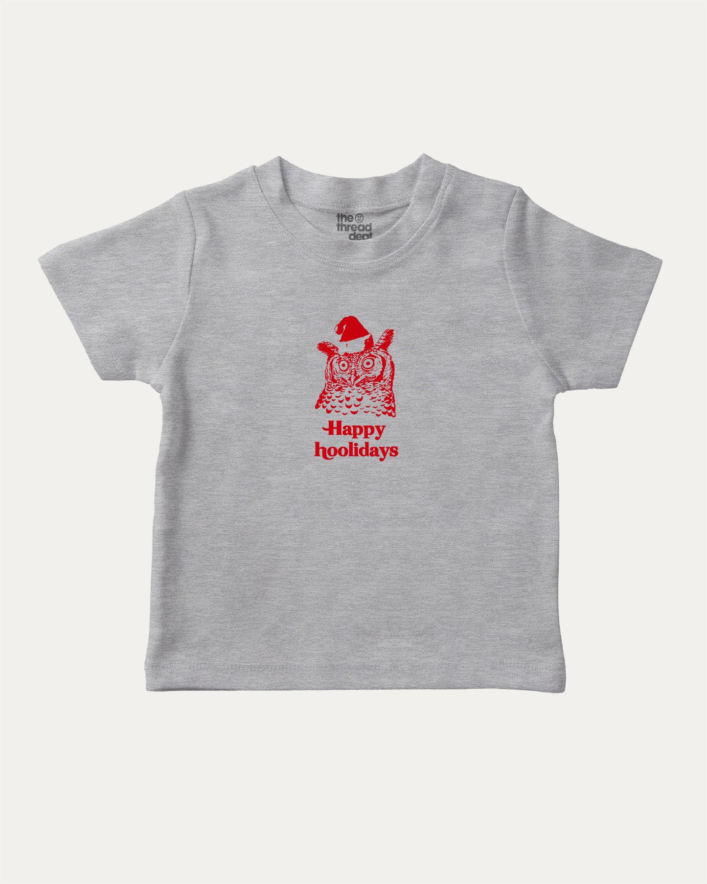 Happy Hoolidays graphic tee with bold and humorous print, funny and trendy graphic. Perfect Christmas Gift T shirt, Holidays Graphic T shirt, Perfect for adults and gift-giving. Heather Grey shirt.