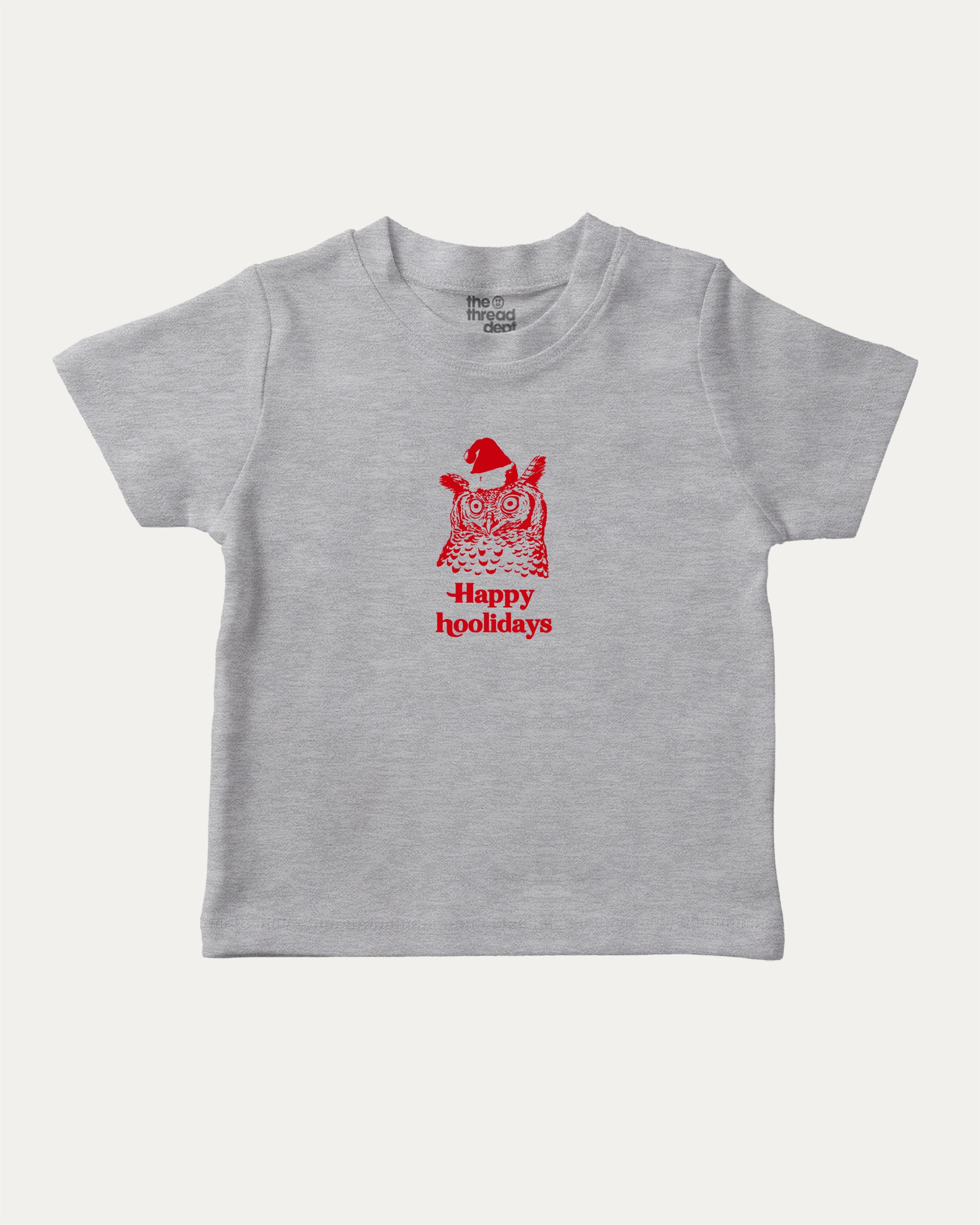 Happy Hoolidays graphic tee with bold and humorous print, funny and trendy graphic. Perfect Christmas Gift T shirt, Holidays Graphic T shirt, Perfect for adults and gift-giving. Heather Grey shirt.