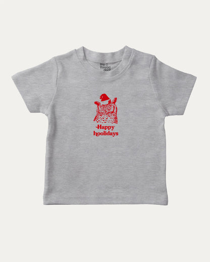 Happy Hoolidays graphic tee with bold and humorous print, funny and trendy graphic. Perfect Christmas Gift T shirt, Holidays Graphic T shirt, Perfect for adults and gift-giving. Heather Grey shirt.