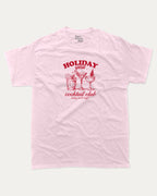 Holiday Spirit Cocktail Club graphic tee with bold and humorous print, funny and trendy graphic. Christmas Gift T shirt, X-mas Graphic T shirt, Drinks lover T shirt,  Perfect for adults and gift-giving. Pink shirt.