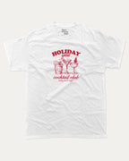 Holiday Spirit Cocktail Club graphic tee with bold and humorous print, funny and trendy graphic. Christmas Gift T shirt, X-mas Graphic T shirt, Drinks lover T shirt,  Perfect for adults and gift-giving. White shirt.