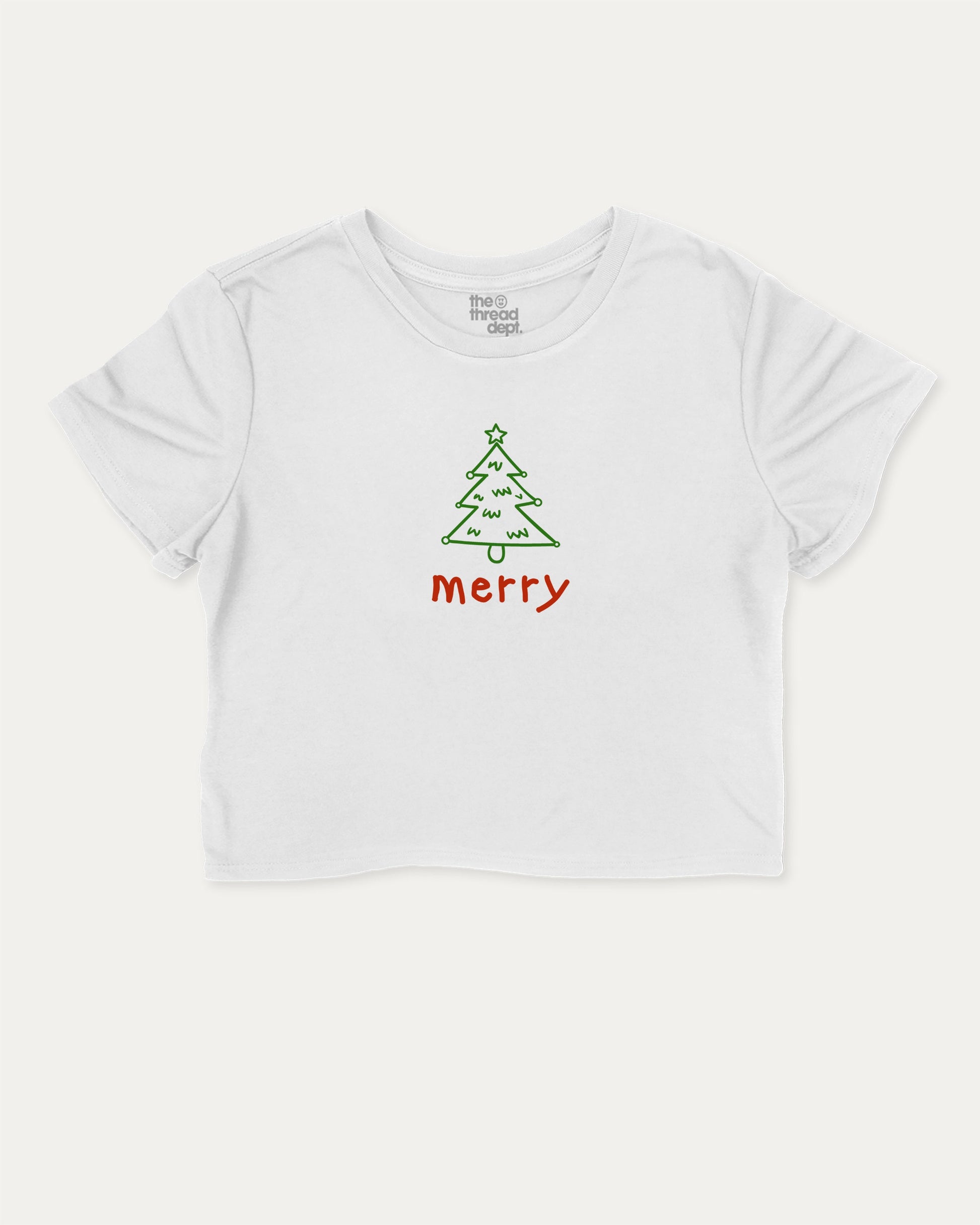 Merry graphic crop tee with funny and trendy slogan print, Perfect Gift for Christmas, X Mas Graphic T shirt, X-mas Gift, perfect for women’s casual looks or layering. White crop t-shirt.