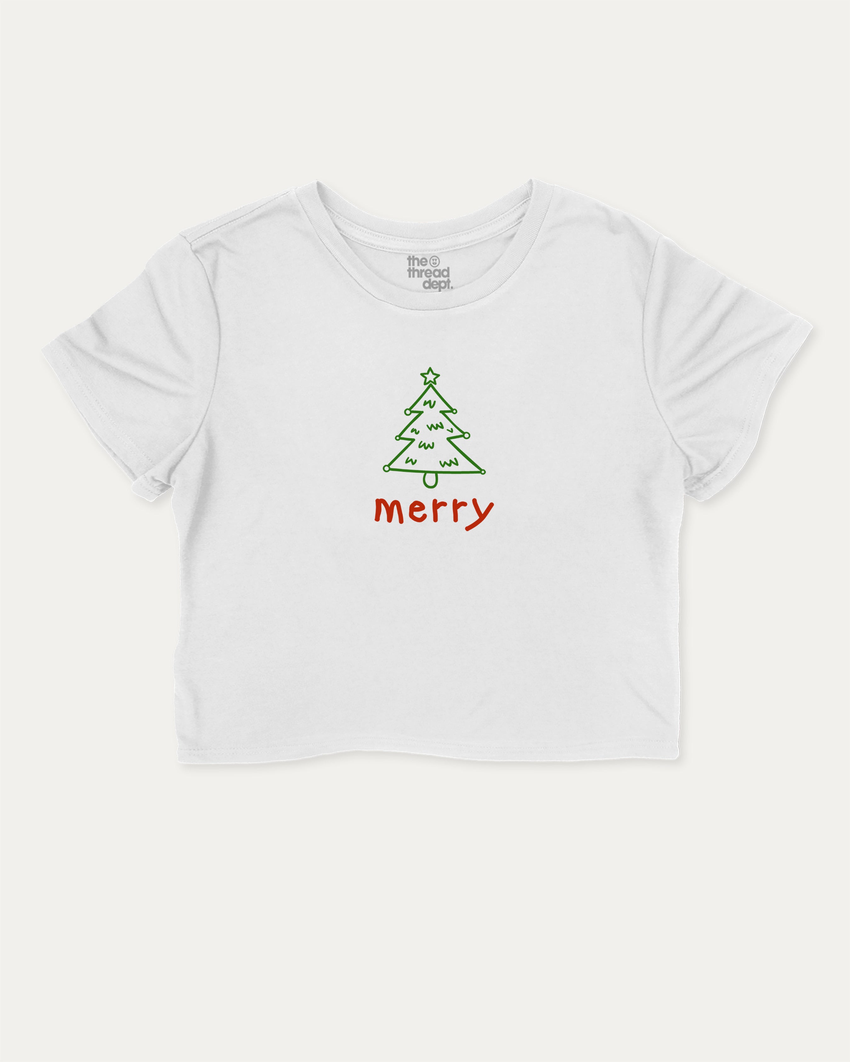 Merry graphic crop tee with funny and trendy slogan print, Perfect Gift for Christmas, X Mas Graphic T shirt, X-mas Gift, perfect for women_ casual looks or layering. White crop t-shirt.