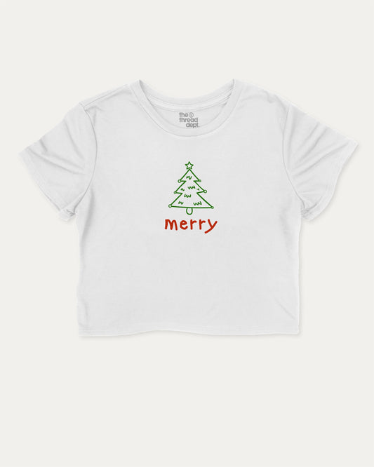 Merry graphic crop tee with funny and trendy slogan print, Perfect Gift for Christmas, X Mas Graphic T shirt, X-mas Gift, perfect for women’s casual looks or layering. White crop t-shirt.