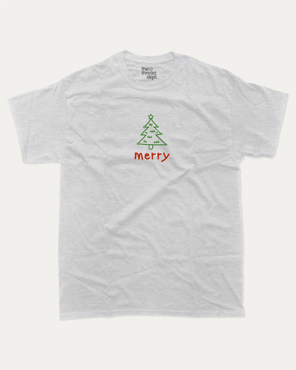 Merry graphic tee with bold and humorous print, Perfect Gift for Christmas, X Mas Graphic T shirt, X-mas Gift, funny and trendy graphic. Perfect for adults and gift-giving. Ash Grey shirt.