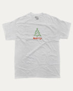 Merry graphic tee with bold and humorous print, Perfect Gift for Christmas, X Mas Graphic T shirt, X-mas Gift, funny and trendy graphic. Perfect for adults and gift-giving. Ash Grey shirt.