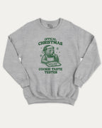 Official Christmas Cookie Taste Tester graphic sweatshirt with bold and humorous print, warm and cozy graphic for everyday wear. Perfect Gift for Christmas, X-Mas Gift,  Perfect for adults and gift-giving. Heather Grey pullover.
