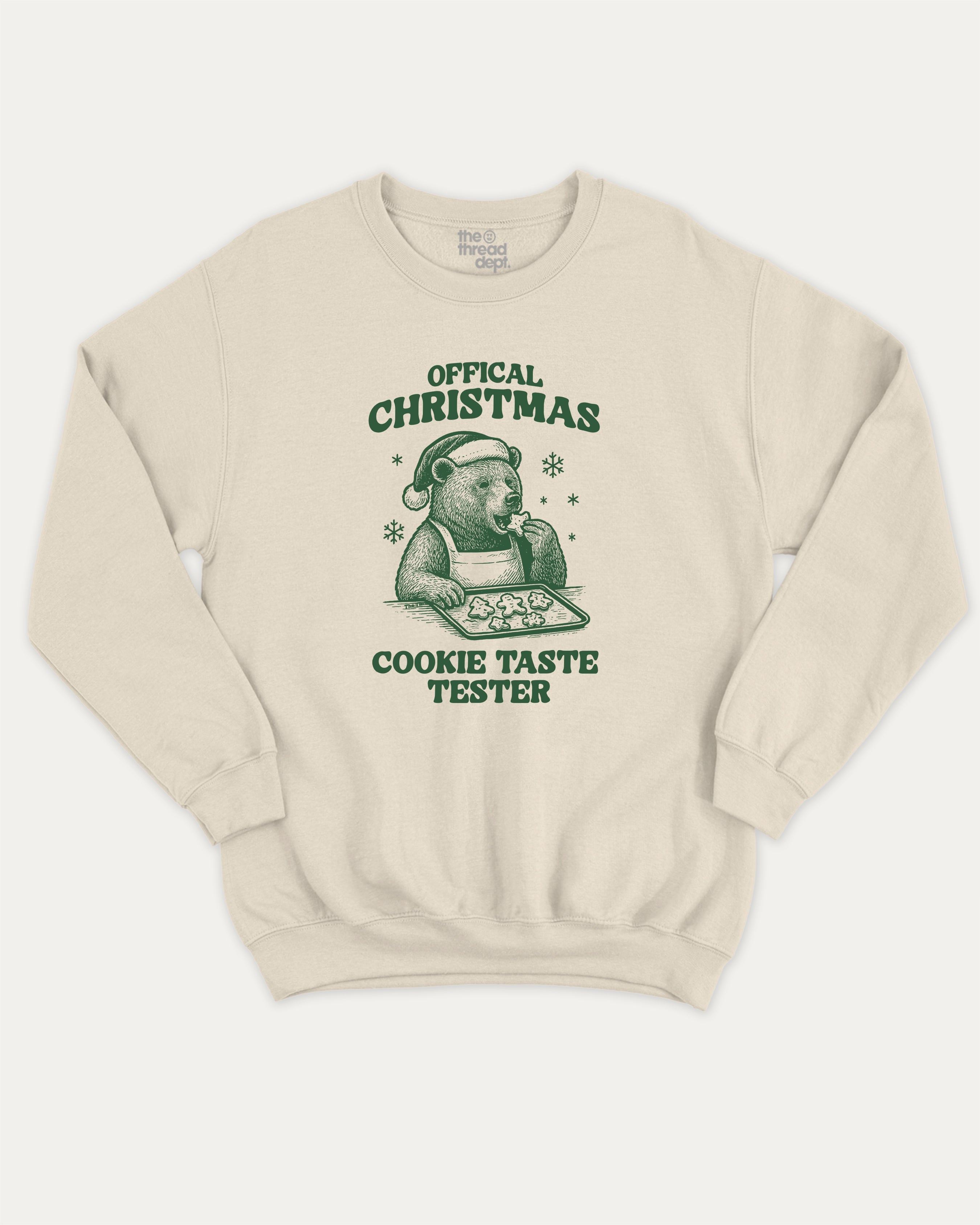 Official Christmas Cookie Taste Tester graphic sweatshirt with bold and humorous print, warm and cozy graphic for everyday wear. Perfect Gift for Christmas, X-Mas Gift,  Perfect for adults and gift-giving. Natural pullover.