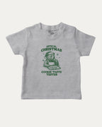 Official Christmas Cookie Taste Tester graphic tee with bold and humorous print, funny and trendy graphic. Perfect Gift for Christmas, X-Mas Gift,  Perfect for adults and gift-giving. Heather Grey shirt.