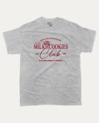 Santa's Milk and cookies graphic tee with bold and humorous print, Perfect Gift for Christmas, X-mas Gift T shirt, Cozy X-mas tee, funny and trendy graphic. Perfect for adults and gift-giving. Heather Grey shirt.