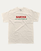 Santa's Most Special Helper graphic tee with bold and humorous print, Perfect Gift for Christmas, Christmas Gift, X-mas Gift for friends, funny and trendy graphic. Perfect for adults and gift-giving. Cream shirt.