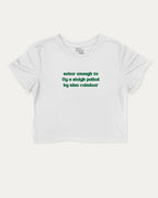 Sober Enough To Fly A Sleigh Pulled By Nine Reindeer graphic crop tee with funny and trendy slogan print, Perfect Gift for Christmas, X-mas Gift,  perfect for women_ casual looks or layering. White crop t-shirt.