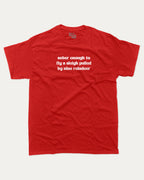 Sober Enough To Fly A Sleigh Pulled By Nine Reindeer graphic tee with bold and humorous print, Perfect Gift for Christmas, X-mas Gift,  funny and trendy graphic. Perfect for adults and gift-giving. Red shirt.